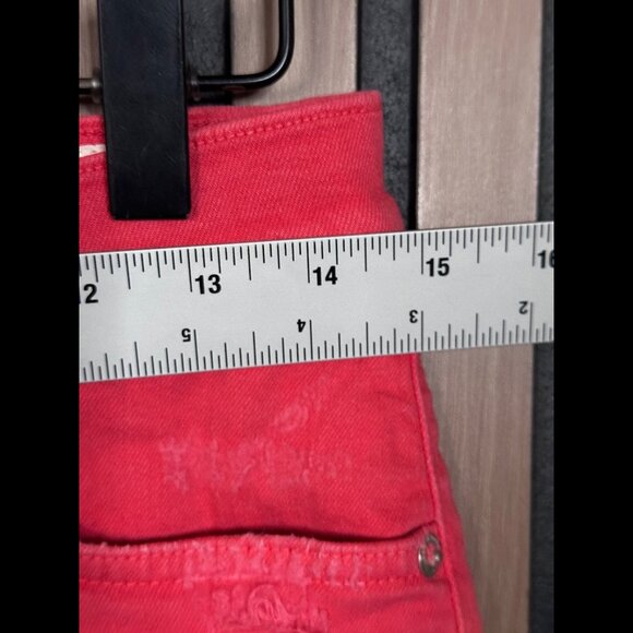 Rag & Bone Jean Mini Shorts 27 Womens Red Pink Frayed Hem Denim - Picture 3 of 9